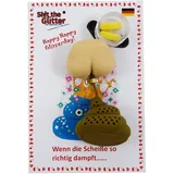 Shit the Glitter – Teesieb im Poop-Design „Glitzerday“(incl. Karte und „ESSBAREN“ Glitzerpillen/Geschenk/Überraschung/Scherzartikel/Festival/Party/Weihnachtswichteln