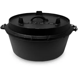 Klarstein Guernsey Premium Dutch Oven 9.0 BBQ-Topf Gusseisen voreingebrannt Größe L / 9 qt Schwarz