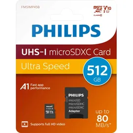 Philips MicroSDXC Card 512GB Class 10 UHS-I U1 incl. Adapter