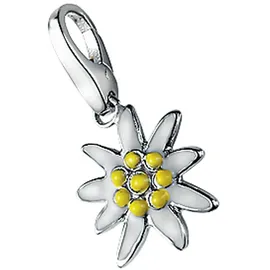 GIORGIO MARTELLO MILANO Charm Blume "Edelweiß weiß / gelb, Silber 925", weiß, GIORGIO MARTELLO MILANO, Charms, Damen, Silber 925 (Sterlingsilber)