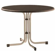 Sieger Boulevard-Klapptisch mit mecalit-Pro-Platte Ø 100 x 72 cm champagner/schieferdekor mocca