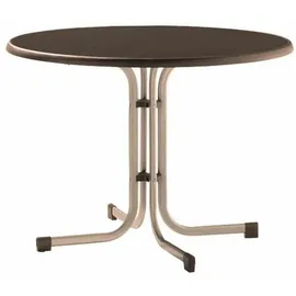 Sieger Boulevard-Klapptisch mit mecalit-Pro-Platte Ø 100 x 72 cm champagner/schieferdekor mocca