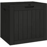 vidaXL Gartenbox, Auflagenbox mit Stauraum Holz-Optik, Kissenbox mit Deckel Griffe, Aufbewahrungsbox Beistelltisch, Schwarz Polypropylen