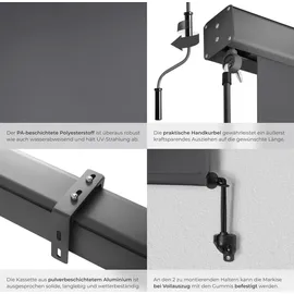 Tectake tectake® Senkrechtmarkise, verschiedene Größen, pulverbeschichtetes Aluminiumgehäuse, inkl. Wandhaltern
