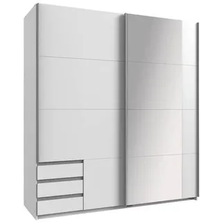 180 x 198 x 64 cm weiß mit Spiegel und Schubladen