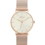 s.Oliver Damen Uhr Armbanduhr Damenuhr, Edelstahlgehäuse Milanaiseband - Gold