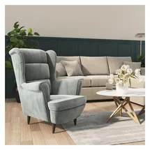 vidaXL Ohrensessel vidaXL Samt 81 x 96,5 x 90 cm Hellgrau