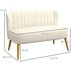 Homcom Sofa 2-Sitzer Stoffsofa Polstersofa Loungesofa breit Cremeweiß