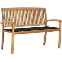 VidaXL Stapelbare Gartenbank mit Auflage 128,5 cm Massivholz Teak