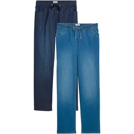 bonprix Schlupfjeans (Packung, 2-tlg) lockere loose fit Passform, elastischer Bund mit Kordelzug blau 44