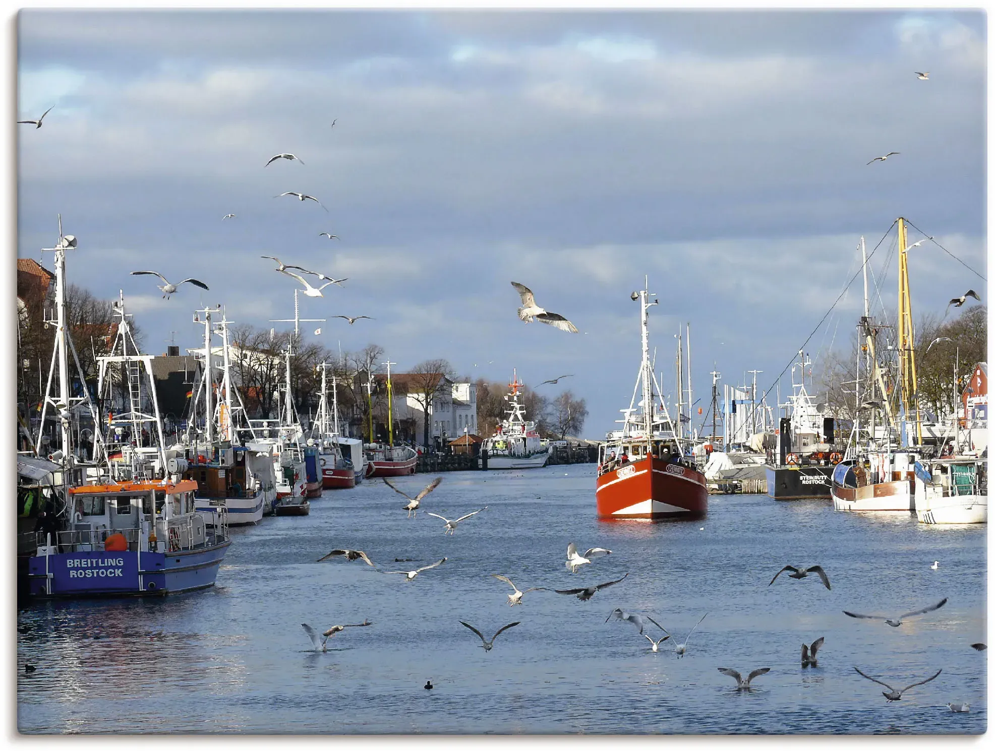 Artland Leinwandbild »Alter Strom in Warnemünde«, Boote & Schiffe, (1 St.), auf Keilrahmen gespannt Artland blau