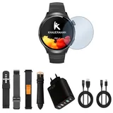 knauermann PRO 4 BT 39 mm Edelstahlgehäuse Schwarz Sportarmband Schwarz M