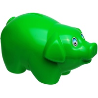 große XL - Spardose - Schwein - dunkel grün - 19 cm groß - stabile Sparbüchse aus Kunststoff/Plastik - Sparschwein - Glücksbringer - für Kinder & Erwachsene..