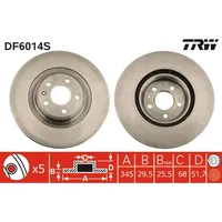 TRW Bremsscheibe TRW DF6014S vorne, belüftet, 1 Stück