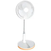 COOLSERIE Akku Teleskop Ventilator 20 cm Standventilator Weiß