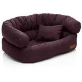 Juelle Hundebett - Großhundesofa, Abnehmbarer Bezug maschinenwaschbar, flauschiges Bett, Hundesessel Santi S-XXL (Größe: L - 100x80cm, Pflaume)