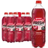 granini FRESH Kirsche (6 x 0,75l), Kirsch-Erfrischungsgetränk, mit Kohlensäure, echte Früchte, wenig Kalorien, ohne Süßungsmittel, vegan