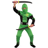 Magicoo Ninja Kostüm Kinder Jungen Gr 92 bis 140 Grün - Fasching Kinder Ninja Kostüm für Kind (92/104)