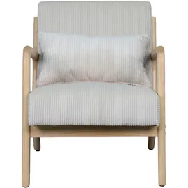 byLIVING Sessel NOHR Grob-Cord 65,5 x 78 x 84 cm Weiß mit Zierkissen