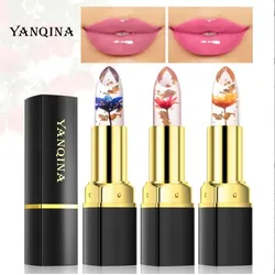 Wasserfester Lipgloss, Blumen-Lippenstift, Temperaturwechsel, Farbgelee-Lippenstift, Feuchtigkeitscreme
