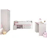 Parisot Jugendzimmer-Set Smoozy, 4-tlg., - Kiefer weiß - Pink Blau