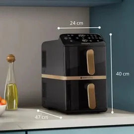 Philips 4000 Series Airfryer mit zwei aufeinander gestapelten Körben Schwarz/Gold/Grau