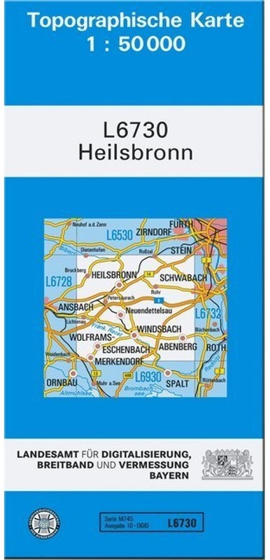 Topographische Karte Bayern / L6730 / Topographische Karte Bayern Heilsbronn  Karte (im Sinne von Landkarte)