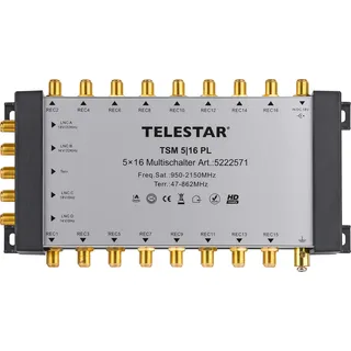 Telestar TSM 5/16 Premium Line Multischalter Eingänge (Multischalter): 5 (4 SAT/1 terrestrisch) Teilnehmer-Anzahl: 16