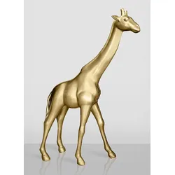 Casa Padrino XXL Deko Skulptur Giraffe Gold H. 230 cm - Riesige Garten Deko Figur