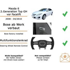 JUST SOUND best choice for caraudio Autoradio Kenwood DMX6523DABS passend für Mazda6 GH + Bose + Lenkradfernbedienung | CarPlay Wireless Android Auto Wireless