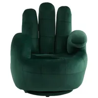 vente-unique Fingersessel CATCHY Samt 82 x 89 x 78 cm Tannengrün drehbar mit Kissen