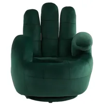 vente-unique Fingersessel CATCHY Samt 82 x 89 x 78 cm Tannengrün drehbar mit Kissen