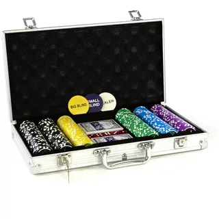 Nexos Pokerkoffer Pokerset 500 300 Laser Pokerchips Poker Komplett Set 12 g Chips Deluxe Größe wählbar (300 Chips)