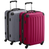 HAUPTSTADTKOFFER - Alex - 2er Koffer-Set Hartschale glänzend, TSA, 65 cm, 74 Liter, Magenta-Silber