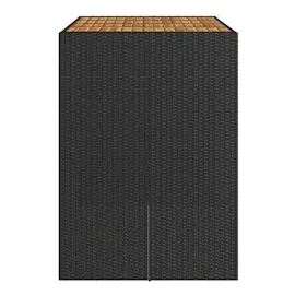 vidaXL Garten-Bartisch mit Holzplatte Schwarz 145x80x110 cm Polyrattan