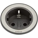 EVOline 159280001100 Einbau-Steckdosenleiste 1fach Edelstahl, Schwarz 1St.