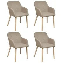 vidaXL Esszimmerstühle 4 Stk. Beige Stoff und Massivholz Eiche
