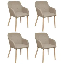 vidaXL Esszimmerstühle 4 Stk. Beige Stoff und Massivholz Eiche