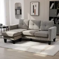 HOMCOM Ecksofa, Eck-Couch mit umkehrbarer Chaiselongue, Chenille-Optik, Braun