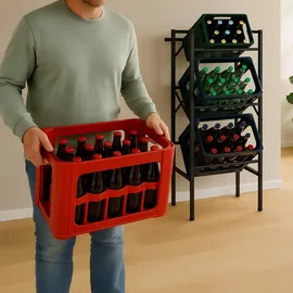 Relaxdays Getränkekistenregal 109 x 49 x 32 cm Schwarz