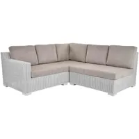Rattan Ecksofa mit Polster Wohnzimmer Lounge Ecke Couch-L 200x200 cm (Weiss)