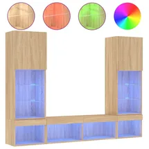 vidaXL 5-tlg. Wohnwand mit LED-Beleuchtung Sonoma-Eiche Holzwerkstoff
