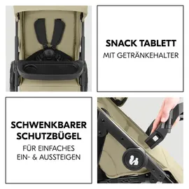 hauck 3in1 Kinderwagen Set inkl. Babyschale ab Geburt bis 22 kg, Klein Zusammenklappbar, Liegefunktion, Getränkehalter - Olive