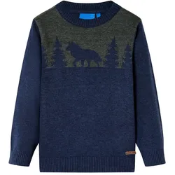 Kinderpullover Gestrickt Marineblau 140