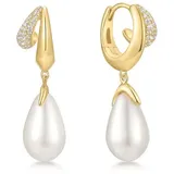 ANIA HAIE Ohrstecker Pearl Drop Huggies gold/transparent 925er Silber onesize