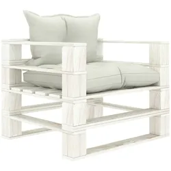vidaXL 5-tlg. Garten-Lounge-Set Paletten mit Beigen Kissen Holz