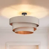 Deckenlampe Jusari Lindby, dimmbar, creme / amber, für Wohn- / Esszimmer, Textil / Stoff / Seide, Modern, Deckenlampe - 56 cm - 56 cm - 36.8 cm