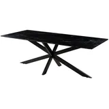 MASSIVMOEBEL24.DE Esstisch 180x100x76 Marmor schwarz / Kreuzgestell Eisen schwarz BARCELONA 411