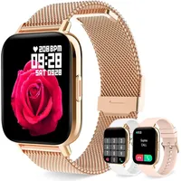 mit Telefonfunktion, Fitnessuhr Herzfrequenz, Schlafmonitor,Schrittzähler, Kalorien Menstruationszyklus, Personalisiertem Bildschirm Fitness Tracker - Gold