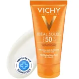 La Roche-Posay VICHY Sonnen-Fluid LSF 50, Für normale, Mischhaut und empfindliche Haut, Sonnencreme für das Gesicht, Schutz gegen breites UVA-UVB-Spektrum, Wasser-und schweißfest, Mattiert, Ideal Soleil, 50 ml